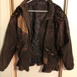 Ladies Vintage leather bomber jacket